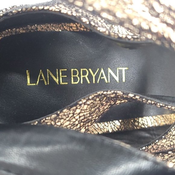 Lane Bryant Womens Cut Out Gladiator Strappy Sandals Zip Gold Metallic 9W - Picture 8 of 9